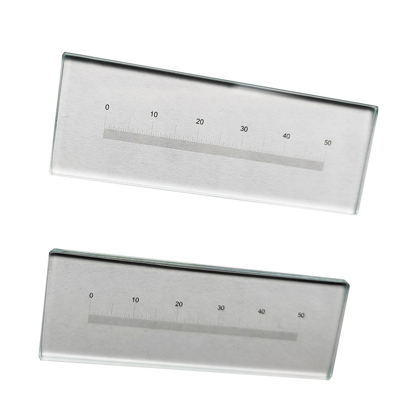 0–50 mm Bereich, 1 mm Teilungswert, optisches Glaslinienlineal